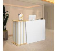 XNKLPY Mostrador Recepcion Madera con 4 Espacio de Almacenamiento Mostradores para Tiendas con Cajones con Cerradura, Oficina Escritorio de Recepción, Mueble Mostrador de Venta A 120cm