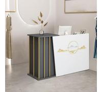 XNKLPY Mostrador Recepcion Pequeño, Mostrador de Recepción con Mostrador, Mostradores para Tiendas con 2 Cajone, Mueble de Recepción para Clinica Oficina O Restaurante C 140cm