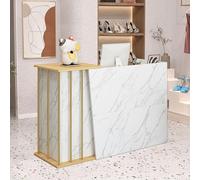 XNKLPY Pequeño Mostrador de Recepción Moderno, Mostradores para Tiendas con Espacio de Almacenamiento, Mueble Recepción con Cajones con Cerradura y Estantes Abiertos para Salón Hotel B 120cm