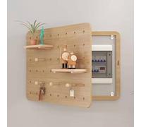 XNKLPY Revestimiento Cuadro Eléctrico Madera Cubierta Decorativa para Contador Eléctrico y Caja de Fusibles con Ventilación y Seguridad Infantil para Pasillo Restaurante Original Wood Color 45x35cm