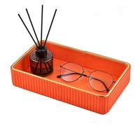 XNONE Bandeja organizadora de piel sintética, bandeja organizadora de escritorio, mesita de noche, almacenamiento de platos, bandejas decorativas para teléfono, cartera, joyas, relojes, perfume, baño