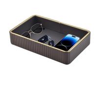 XNONE Bandeja organizadora de piel sintética, bandeja organizadora de escritorio, mesita de noche, almacenamiento de platos, bandejas decorativas para teléfono, cartera, joyas, relojes, perfume, baño