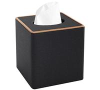 XNONE Caja para pañuelos Cuadrado Negra Tissue de PU para cosméticos, Cuero Artificial, servilleta, dispensador de pañuelos, Soporte para cómoda, baño, Coches, Oficina, decoración