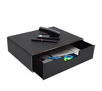 XNONE Cajonera de escritorio con compartimento cerrado A4, caja de cajones de piel sintética, organizador de joyas, organizador de cosméticos, apertura en forma de U, costuras cosidas a mano (borde
