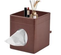 XNONE Kleenex - Funda cuadrada para caja de pañuelos, organizador de pañuelos faciales de piel sintética con bandeja de almacenamiento para baño, tocador, dormitorio, oficina, coche, elegante