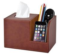 XNONE Portapañuelos de Papel in Cuero,Cuadrado Caja de Pañuelos de Papel,con 2 estantes Laterales de Almacenamiento,Magnética,Servilletero para la Oficina en Casa,Decoración de Coche Automotive