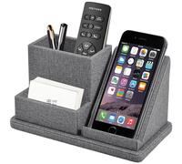 XNONE Soporte multifunción para bolígrafos/lápices de piel de lino, excelente solución de pantalla táctil para teléfono celular, soporte para tarjetas de visita, bandeja para notas adhesivas,