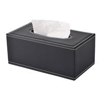 XNONE Soporte para caja de pañuelos, cubierta de caja de pañuelos de piel,caja de papel rectangular moderna, fondo reforzado con imanes, adecuado para casa, hotel, restaurante, oficina, coche (negro)
