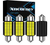 Xnourney 4 Últimas bombillas LED festoon de abanico de 12-24V 6418 C5W 36mm bombillas LED de chip blanco 27smd-3014 de 6500 k, sin errores canbus, para lámparas de techo circular en tarjeta