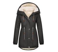 Xnova Abrigos Parka Mujer Invierno Largo Chaquetas de Forro Polar de Algodón Chaquetón Termica Felpa con Capucha de Pelo Sintetico Cazadoras Talla Grande Cálido, Gris Oscuro, XL