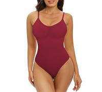 Xnova Body Moldeador Mujer Reductoras Control de Abdomen, Tanga Shapewear Bodysuit Reductor Lencería Moldeadora Corset Reductor Cintura (Rojo Vino, M)