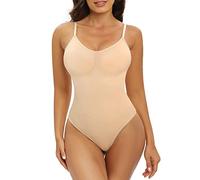 Xnova Body Moldeador Mujer Reductoras Control de Abdomen, Tanga Shapewear Bodysuit Reductor Lencería Moldeadora Corset Reductor Cintura (Beis, M)