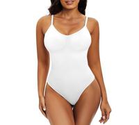 Xnova Body Moldeador Mujer Reductoras Control de Abdomen, Tanga Shapewear Bodysuit Reductor Lencería Moldeadora Corset Reductor Cintura (Blanco, L)