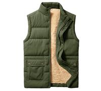 Xnova Chaleco Hombre con Forro Polar Casual Chaqueta sin Mangas Invierno, Cálido Fleece Vest Chalecos con Bolsillo y Cremallera (Verde, M)