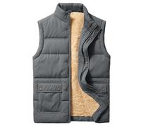 Xnova Chaleco Hombre con Forro Polar Casual Chaqueta sin Mangas Invierno, Cálido Fleece Vest Chalecos con Bolsillo y Cremallera (Gris, M)