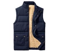 Xnova Chaleco Hombre con Forro Polar Casual Chaqueta sin Mangas Invierno, Cálido Fleece Vest Chalecos con Bolsillo y Cremallera (Azul, M)