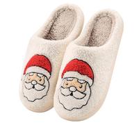 Xnova Zapatillas Casa Mujer Invierno Divertidas, Pantuflas Mujer Cálido y Suave Zapatillas de Estar Antideslizante para Navidad Babuchas Termicas, Papá Noel, 42/43 EU