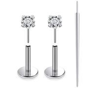 Xnsjeyy Pendientes de titanio F136 de 20 G, 18 G, 16 G, sin rosca, parte trasera plana, para nariz, tragus, hélice, caracola, lóbulo, cartílago, medusa, labio, mordedura de serpiente, monroe, piercing