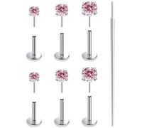 Xnsjeyy Pendientes de titanio F136 de 20 G, 18 G, 16 G, sin rosca, parte trasera plana, para nariz, tragus, hélice, caracola, lóbulo, cartílago, medusa, labio, mordedura de serpiente, monroe, piercing