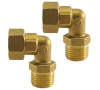 XNTONG - Codo Latón Roscado 90º, Adaptadores de Codo de Latón para Conversión de Conexión de Tuberías de Rosca Hembra de 3/4 Pulgadas a Rosca Macho de 1/2 Pulgada, Paquete de 2