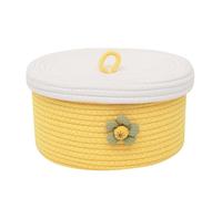 Xnuiasqe 1 cesta pequeña de cuerda de algodón con tapa, cestas redondas tejidas decorativas para organizar, color amarillo