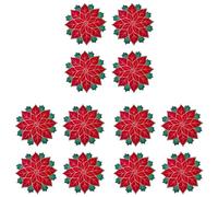 Xnuiasqe 12 manteles individuales bordados de Navidad con apliques de flores de Pascua A