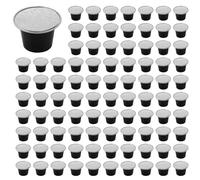 Xnuiasqe 150 juegos de cápsulas de café rellenables, cápsulas de café desechables, suministros de café, color negro