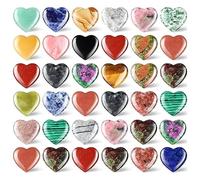 Xnuiasqe 36 Piezas de Piedra de CorazóN, Piedra de PreocupacióN, CorazóN, Piedra Curativa, Cristal A Granel, 0,8 Pulgadas, 20 Mm, Surtido, Mini Piedra Tallada de Amor
