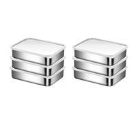 Xnuiasqe 6 recipientes de acero inoxidable para almacenamiento de alimentos, caja bento de almacenamiento de alimentos, tapa de silicona a prueba de fugas, apto para lavavajillas