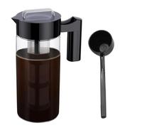 Xnuiasqe Cafetera, Jarra de café de 40 Oz con Filtro De Red, Jarra de Café de Vidrio para Frigorífico Negro Resistente 1300 Ml 24.5 X 10 cm