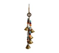 Xnuiasqe Colgante de Manija de Puerta con Protección de Campana, Carillón de Viento de Ratán, Carillón de Viento de Cristal de Bendición, Decoración de la Habitación del Hogar F