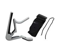 Xnuiasqe Correa ajustable para guitarra acústica, eléctrica, 132 x 6 cm, color negro y , con pinza para cejilla con cambio rápido