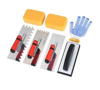 Xnuiasqe Juego de 3 Llanas Cuadradas con Llana de Goma, Esponjas y Guantes de Trabajo. Ideal para Cemento, Hormigón y Mampostería.