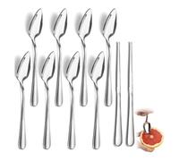 Xnuiasqe Juego de Cubiertos de Acero Inoxidable de 10 Piezas para Pomelo, Cucharas y Cuchillos para Pomelo con Borde Dentado