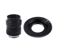 Xnuiasqe Lente CCTV negra de 25 mm F1.4 con lente de montaje C, mini cuatro tercios (para soporte de cuerpo de cámara, adaptador de montaje de lente C - / 3)