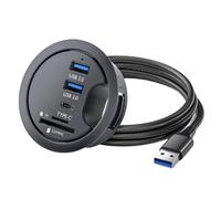 Xnuiasqe Multi USB 3.0 Adapter Monte en la estación de acoplamiento de escritorio USB Hub 3.0 SD/TF Card Reader Desktop Organizador USB Splitter USB