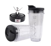 Xnuiasqe Vasos de 24 Onzas con Tapas para Llevar, Hoja Extractora de 7 Aletas, para Auto IQ BN801 SS101 BL480-30 BL641 BL642-30 Licuadora