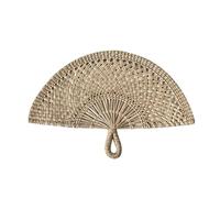 XNXYZABCE Abanicos de paja trenzada, Hand-woven Straw Fan Semicircular Sea Grass Raffia Palm Leaf Multicolor(Khaki)