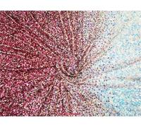 XNXYZABCE Tela de Organdí Transparente, Tela elástica de malla cuatro lados con lentejuelas bordadas, 100 cm x 125, for camisas, disfraces baile y ropa hecha a mano(Rose Red Symphony)