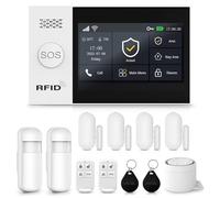 XNY 4.3 Pulgadas Pantalla Táctil Alarmas para Casa,WiFi/4G Alarma Casa Inalámbrica, Sistema de Alarma con Sirena, 12 Piezas: Detector de Movimiento, Sensores de Puertas y Ventanas, Mando a Distancia
