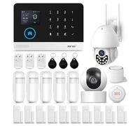 XNY Alarmas para Casa con 2 Camaras para Exterior y Interior, Sistema de Alarma Inalámbrica WiFi/4G, Alarma Casa con Camara, 32GB Tarjeta SD, Detector de Movimiento, Sensores de Puertas y Ventanas