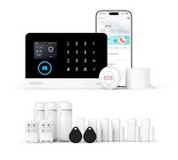 XNY gsm Alarmas para Casa, WiFi Sistema de Alarma Doméstica Inalámbrico con Alerta App, 16 Piezas: Sirena, Detectores de Movimiento, Sensores de Puertas y Ventanas, Mandos a Distancia