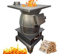 XNZJHPP Estufa de leña de Hierro Fundido multicombustible,Estufa de leña para Acampar multicombustible con Caja Gris,Chimenea de leña,Calentador de Estufa de Camping para calefacción (54CM)