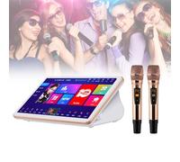 XNZJHPP Sistemas de karaoke portátiles, pantalla táctil de 8.5 pulgadas, reproductor de KTV de escritorio con micrófono inalámbrico. Función de amplificador de potencia. 20 idiomas, disco duro de alta