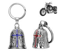 XNZMYN 2 Piezas Llavero Moto Campana Guardiana | Personalizado | Anillo Colgante | Motocicletas, Vehículos Eléctricos, Bicicletas, Coches | Amuleto de Protección y Buena Suerte (Rojo+Azul)