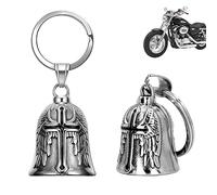 XNZMYN 2 Piezas Llavero Moto Campana Guardiana | Personalizado | Anillo Colgante | Motocicletas, Vehículos Eléctricos, Bicicletas, Coches | Amuleto de Protección y Buena Suerte (Negro)
