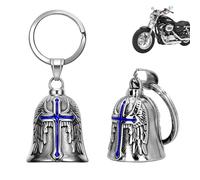 XNZMYN 2 Piezas Llavero Moto Campana Guardiana | Personalizado | Anillo Colgante | Motocicletas, Vehículos Eléctricos, Bicicletas, Coches | Amuleto de Protección y Buena Suerte (Azul)