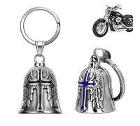 XNZMYN 2 Piezas Llavero Moto Campana Guardiana | Personalizado | Anillo Colgante | Motocicletas, Vehículos Eléctricos, Bicicletas, Coches | Amuleto de Protección y Buena Suerte (Negro+Azul)