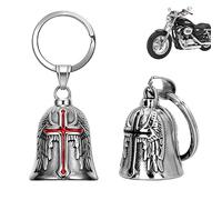 XNZMYN 2 Piezas Llavero Moto Campana Guardiana | Personalizado | Anillo Colgante | Motocicletas, Vehículos Eléctricos, Bicicletas, Coches | Amuleto de Protección y Buena Suerte (Rojo+Negro)