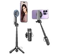 XO Compatible con MagSafe Bluetooth Selfie Stick Trípode - Soporte magnético para teléfono, cabezal giratorio de 360 °, apertura de un botón, extensión telescópica de 11,5 - 41 cm, 4,7 - 7 pulgadas